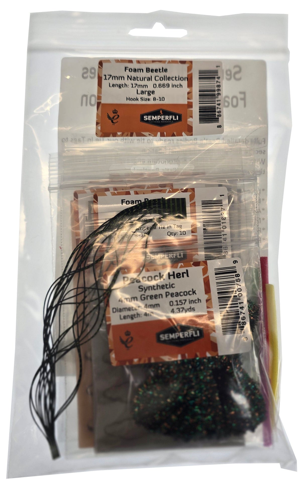 Semperfli Realistic Natural Beetles Collection 17mm (Hook Size 8-10) Foam Fly Tying Sheets, Bodies, Tools