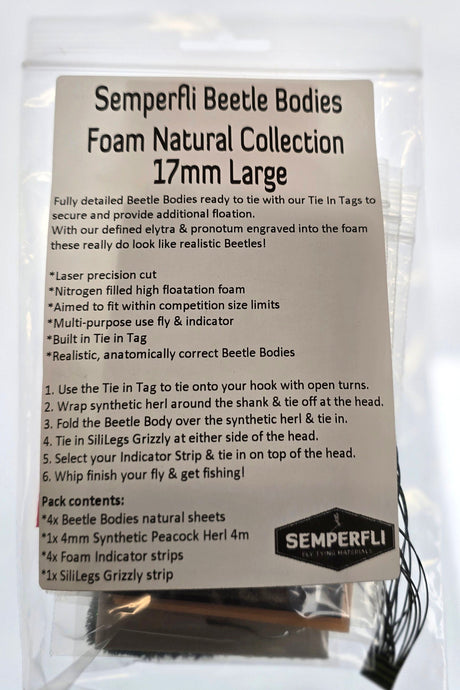 Semperfli Realistic Natural Beetles Collection 17mm (Hook Size 8-10) Foam Fly Tying Sheets, Bodies, Tools
