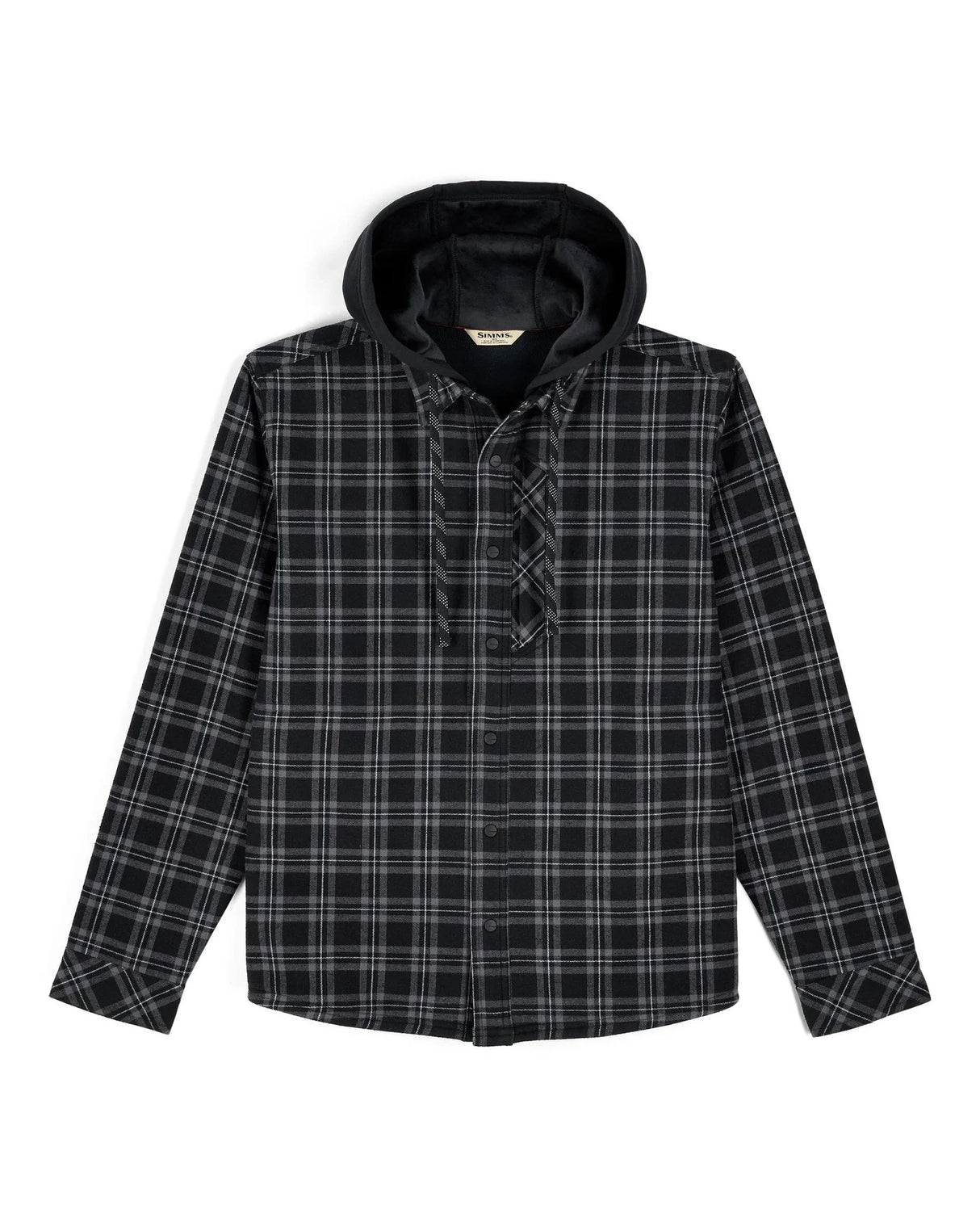 Simms M's Coldweather Hooded Shacket Wakemup Plaid: Black / M Sportswear
