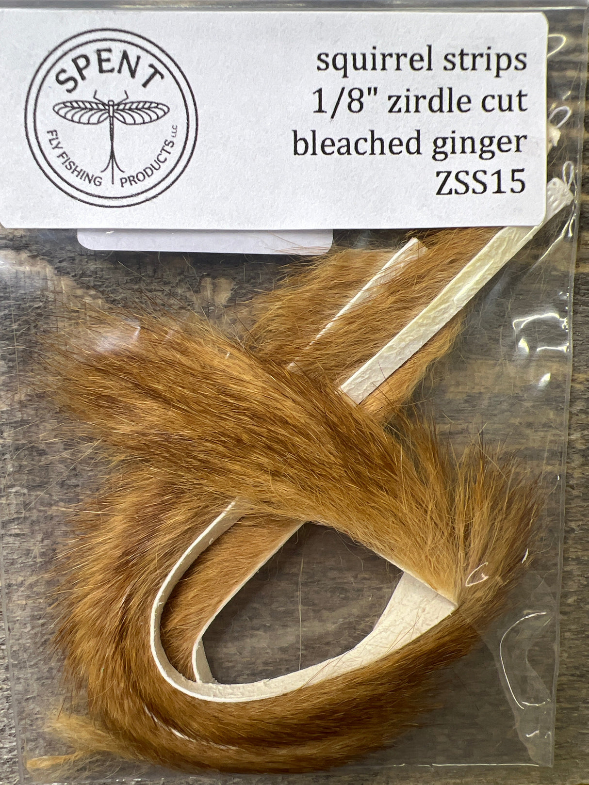 Spent Fly Fishing 1/8" Zirdle Cut Squirrel Strips Bl Ginger Squirrel Hair