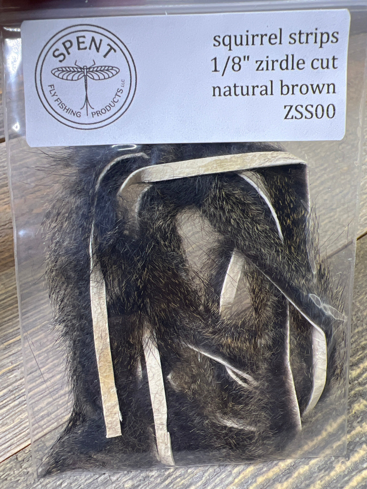 Spent Fly Fishing 1/8" Zirdle Cut Squirrel Strips Natural Brown Squirrel Hair