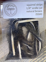 Spent Fly Fishing 1/8" Zirdle Cut Squirrel Strips Natural Brown Squirrel Hair