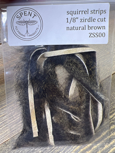 Spent Fly Fishing 1/8" Zirdle Cut Squirrel Strips Natural Brown Squirrel Hair