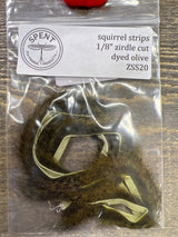 Spent Fly Fishing 1/8" Zirdle Cut Squirrel Strips Olive Squirrel Hair