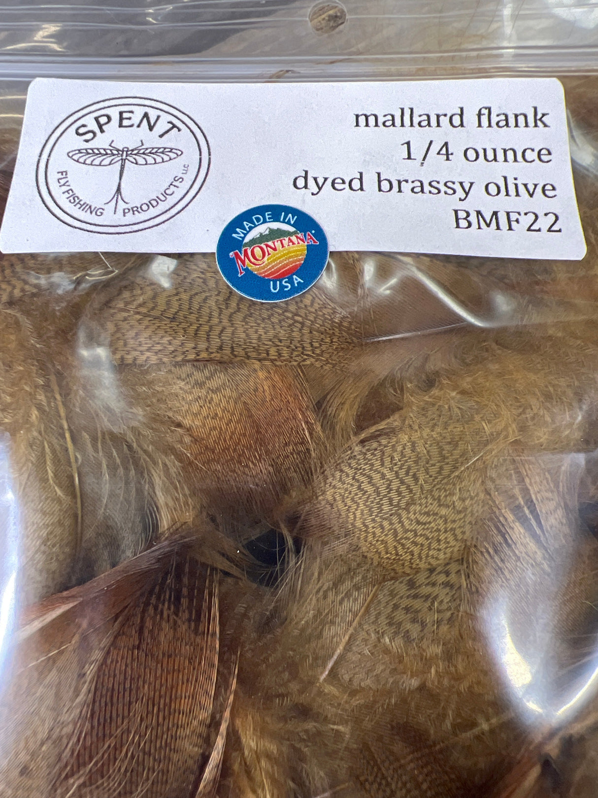 Spent Fly Fishing Bulk Mallard Flank 1/4 oz Brassy Olive Duck & Goose Feathers