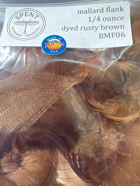 Spent Fly Fishing Bulk Mallard Flank 1/4 oz Rusty Brown Duck & Goose Feathers