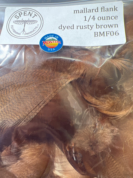 Spent Fly Fishing Bulk Mallard Flank 1/4 oz Rusty Brown Duck & Goose Feathers
