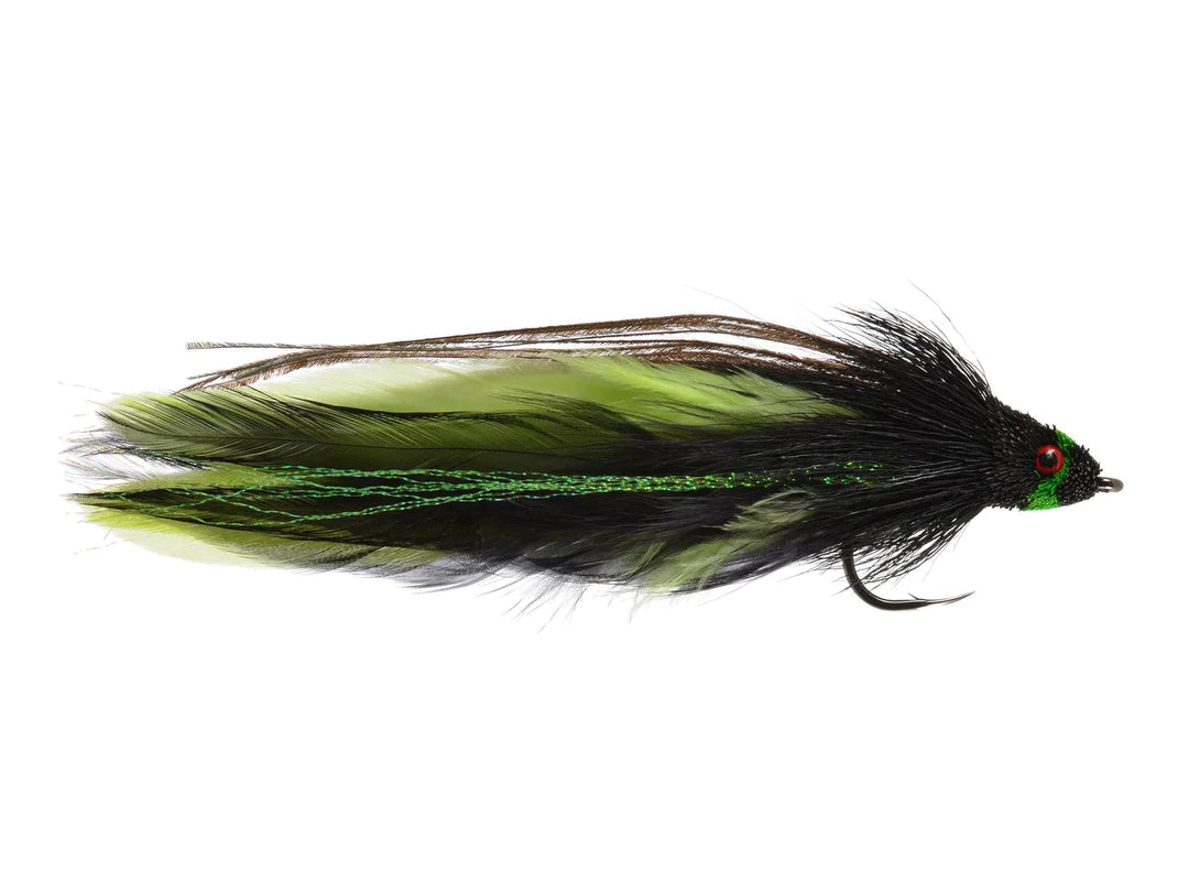 TK's El Dorado Deceiver 3/0 Black/Chartreuse Warmwater Flies