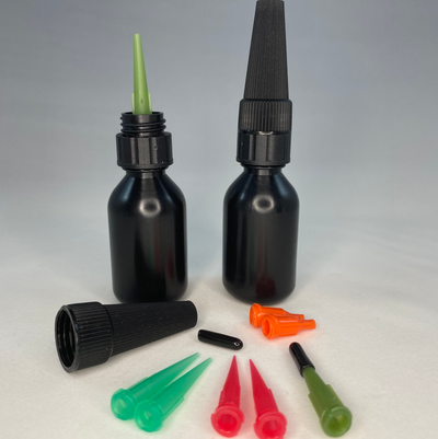 UV Craft Applicator Bottles 2 pack with Luer Lock Tips and Integrated Caps Cements, Glue, Epoxy