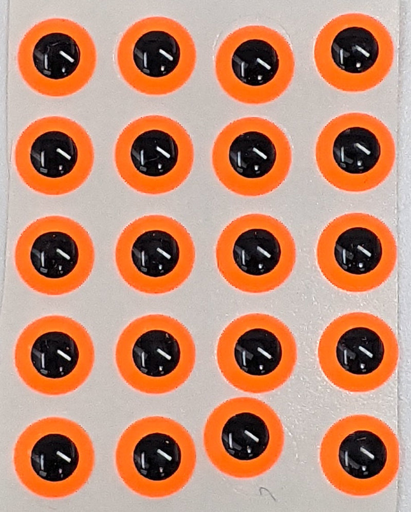 3D Fluorescent Eye Fl. Orange / 5/16 (8mm) Beads, Eyes, Coneheads