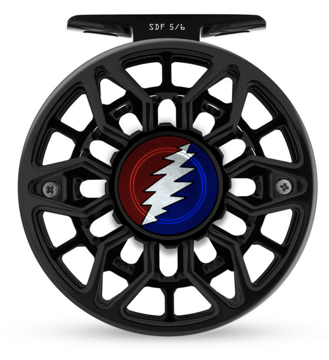 Abel SDF Reel - Grateful Dead Bolt - Black Ported 5/6 Fly Reel