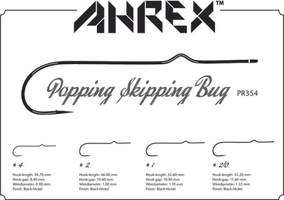 Ahrex PR354 Long Shank Popping Skipping Bug Hook 10 pack Hooks