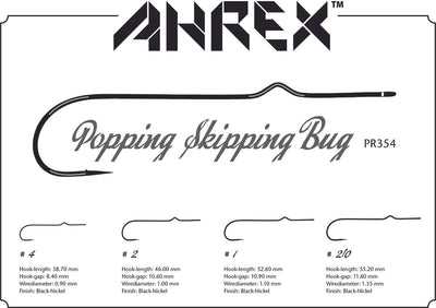 Ahrex PR354 Long Shank Popping Skipping Bug Hook 10 pack Hooks