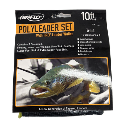 Airflo Polyleader 10' Trout Set With Wallet Sinking Leader
