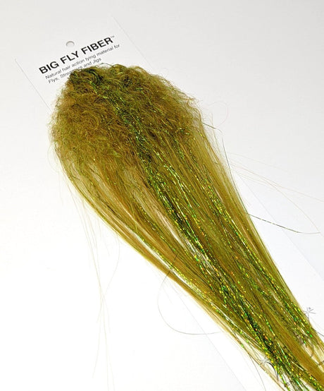 Big Fly Fiber Blend with Curl Golden Olive Flash, Wing Materials