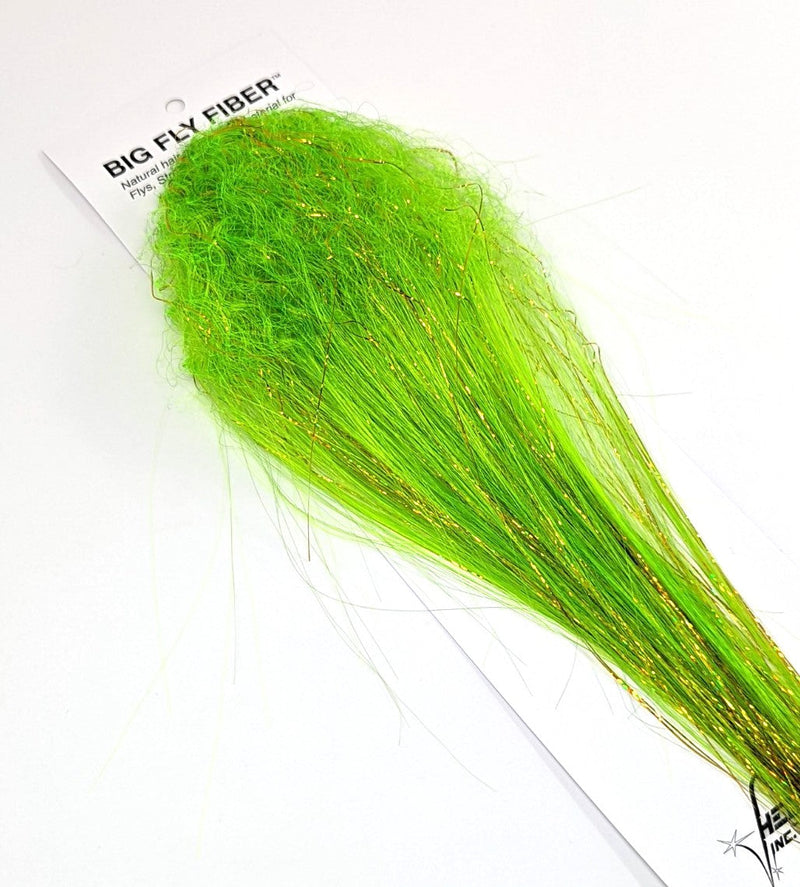 Big Fly Fiber Blend with Curl Green Hornet Flash, Wing Materials