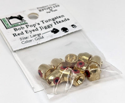Bob Pop's Tungsten Red Eyed Jiggy Heads Large / #153 Gold Beads, Eyes, Coneheads