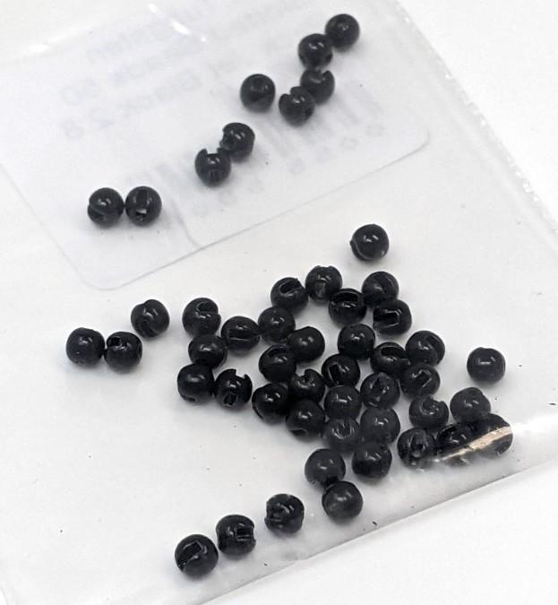 Bulk Tungsten Slotted Beads 50 Pack Jet Black / 2.8 mm 7/64" Beads, Eyes, Coneheads