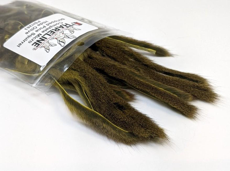 Complete Micro Stripped Pine Squirrel Hide 263 Olive Hair, Fur