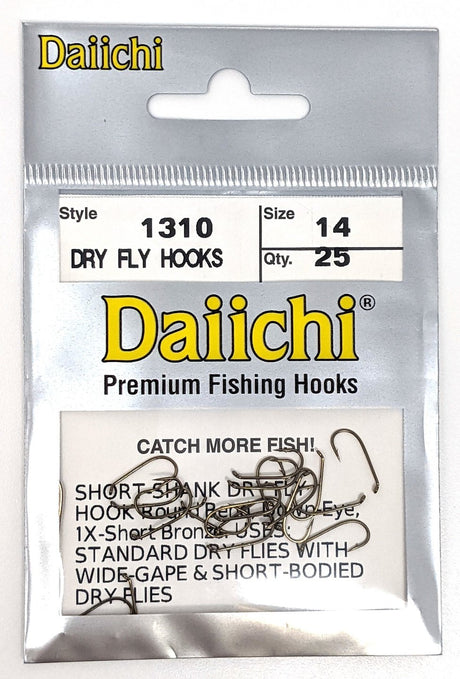 Daiichi 1310 Short-Shank Down Eye Hook size 14 25 pack Hooks