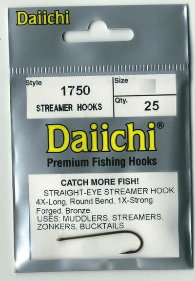 100 Daiichi 2059 Blue Up Eye Salmon Fly Hooks, 4 Sizes Available