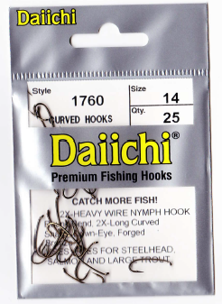 Daiichi 1760 Curved Nymph Hook 25 Pack 12 Hooks