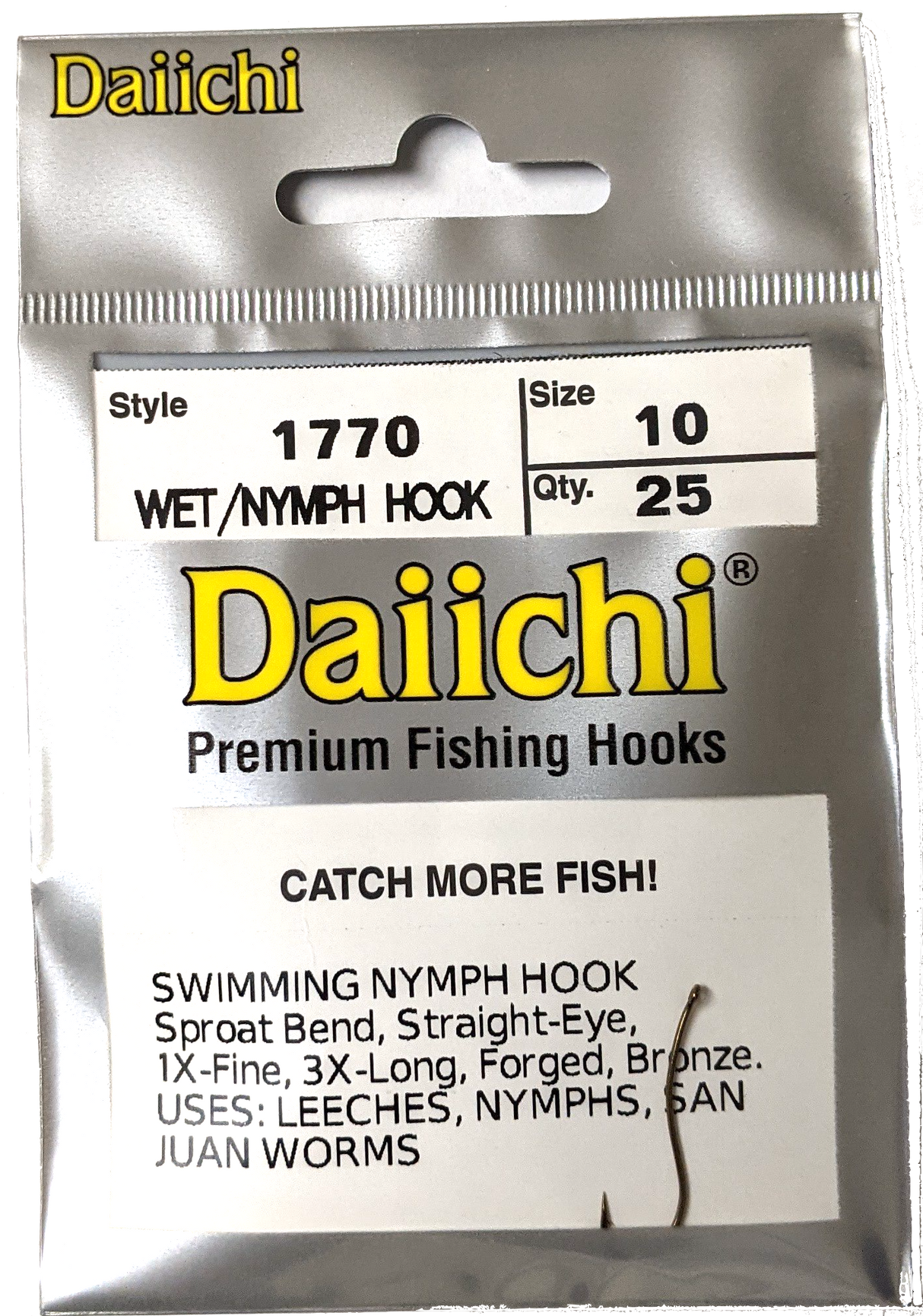 Daiichi 1770 Swimming Nymph Hook 25 Pack Hooks