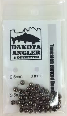 Dakota Angler and Outfitter Tungsten Slotted Beads 50 Pack Black Nickel / 2.5 mm Beads, Eyes, Coneheads
