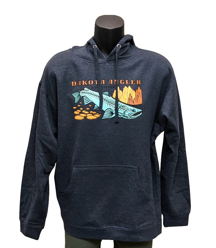 Dakota Angler Men's Underwood Logo Hoody Navy Heather / Medium Clothing