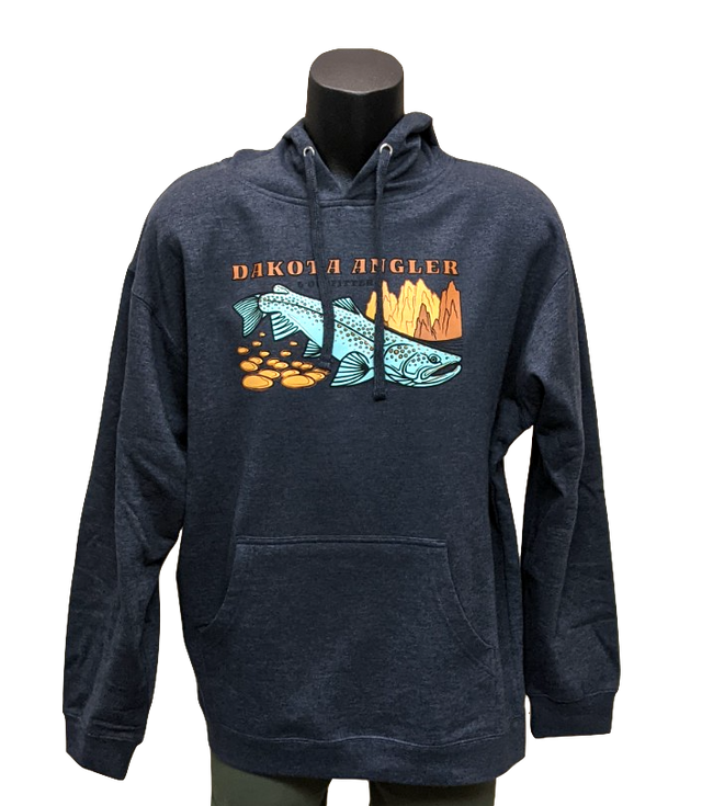 Dakota Angler Men's Underwood Logo Hoody Navy Heather / Medium Clothing