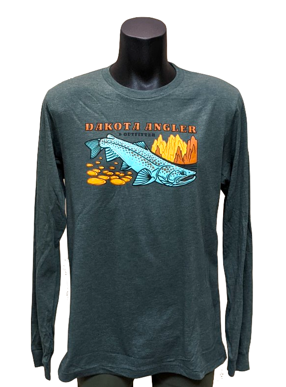 Dakota Angler Men's Underwood Logo Long Sleeve T-Shirt Heather Forest / Medium Clothing