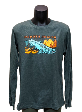 Dakota Angler Men's Underwood Logo Long Sleeve T-Shirt Heather Forest / Medium Clothing