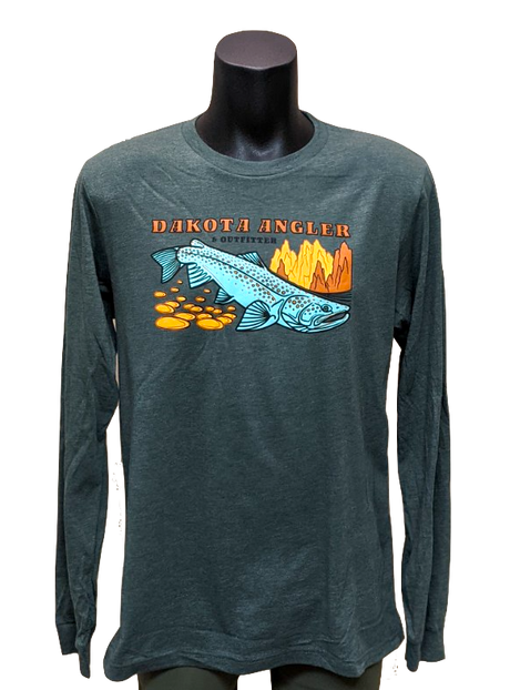 Dakota Angler Men's Underwood Logo Long Sleeve T-Shirt Heather Forest / Medium Clothing