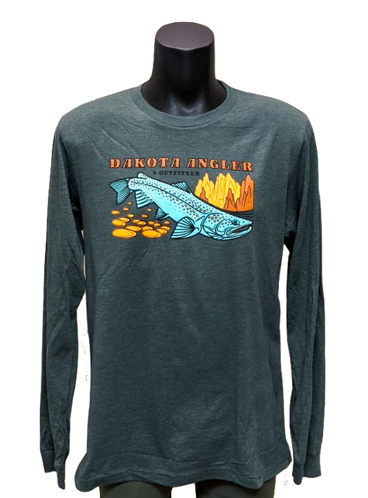 Dakota Angler Men's Underwood Logo Long Sleeve T-Shirt Heather Forest / Medium Clothing