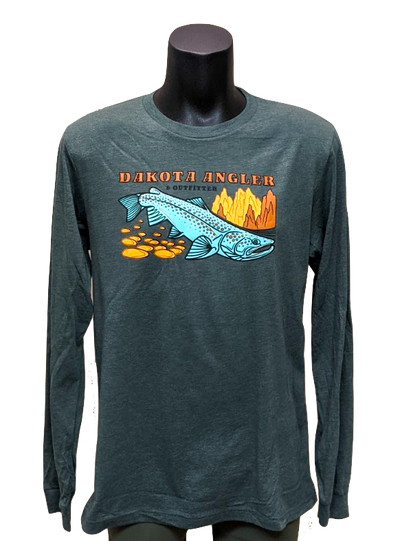 Dakota Angler Men's Underwood Logo Long Sleeve T-Shirt Heather Forest / Medium Clothing