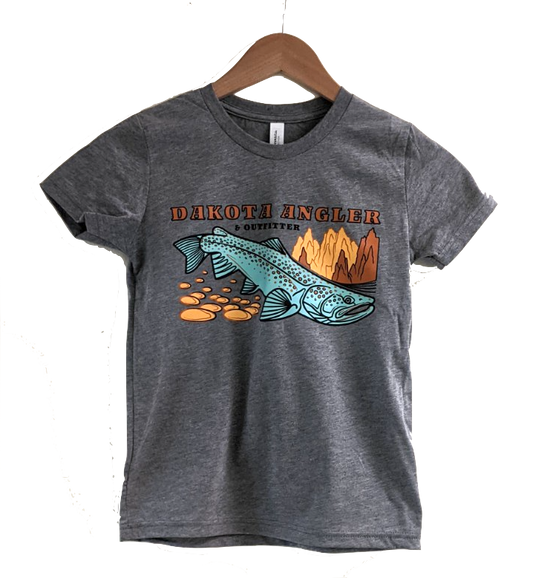 Dakota Angler Youth Underwood Logo T-Shirt Grey / Small Clothing