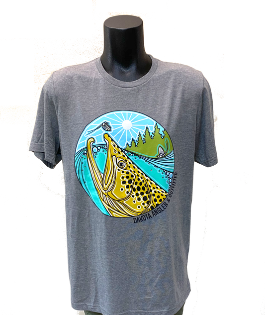 DAO Underwood Brown Trout Rise Logo T-Shirt Heather Gray / M Clothing