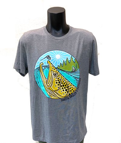 DAO Underwood Brown Trout Rise Logo T-Shirt Heather Gray / M Clothing