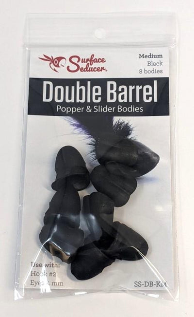 Double Barrel Foam Popper Bodies Black / Medium Chenilles, Body Materials