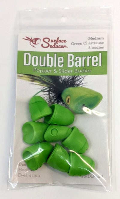 Double Barrel Foam Popper Bodies Green Chartreuse / Medium Chenilles, Body Materials