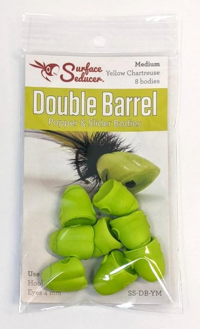 Double Barrel Foam Popper Bodies Yellow Chartreuse / Medium Chenilles, Body Materials