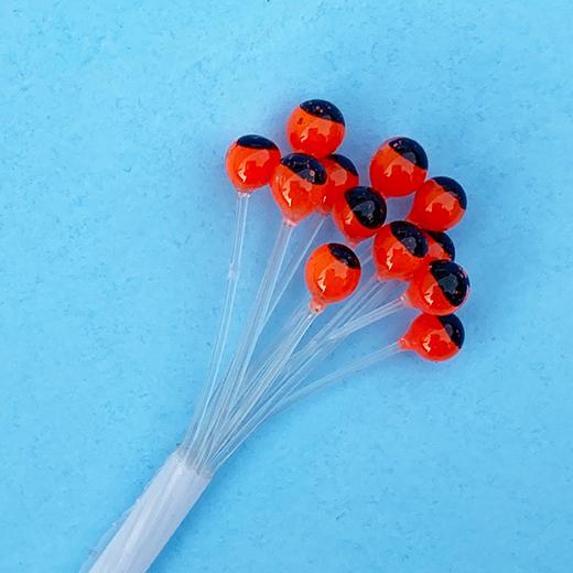 EP UV-X Crustacean Eyes Large / Fl Orange Black Pupil Beads, Eyes, Coneheads