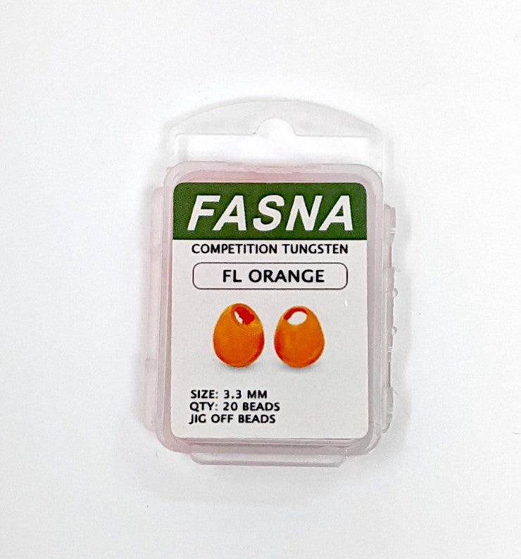 Fasna Off-Set Bead Tungsten 20 Pack Painted Fl Orange / 2.3mm Beads, Eyes, Coneheads