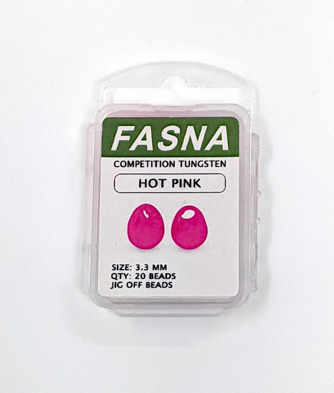 Fasna Off-Set Bead Tungsten 20 Pack Painted Hot Pink / 2.3mm Beads, Eyes, Coneheads