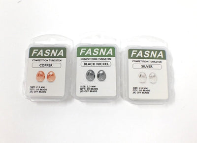 Fasna Off-Set Bead Tungsten 20 Pack Silver / 2.3 mm Beads, Eyes, Coneheads