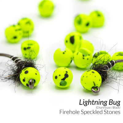Firehole Round Speckled Tungsten Stones Lightning Bug / 2.0 mm Beads, Eyes, Coneheads