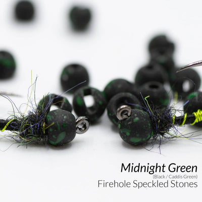 Firehole Round Speckled Tungsten Stones Midnight Green / 2.0 mm Beads, Eyes, Coneheads