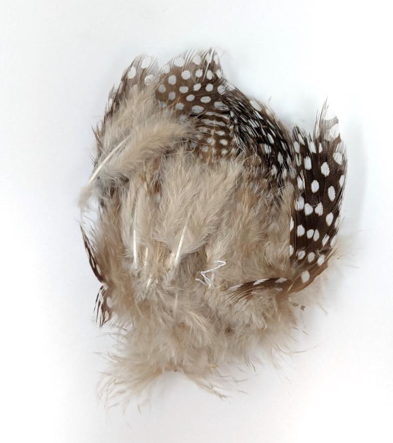 Fish Hunter Large Dot Guinea Bonefish Tan Saddle Hackle, Hen Hackle, Asst. Feathers