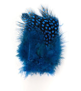 Fish Hunter Large Dot Guinea Dark Turquoise/KFB Saddle Hackle, Hen Hackle, Asst. Feathers