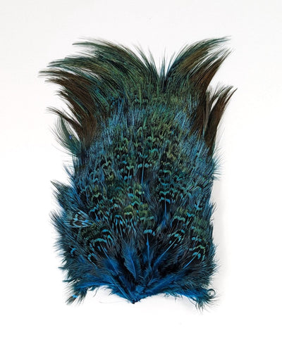 Fish Hunter Ringneck Pheasant Rump Patch Dark Turquoise/K.F.B Saddle Hackle, Hen Hackle, Asst. Feathers